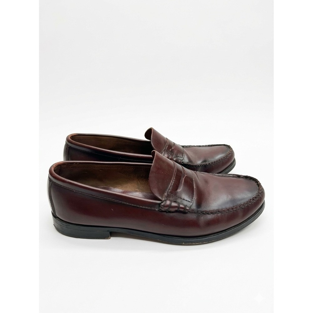 Nunn Bush Penny Loafers Mens 10 M Burgundy Good Leather Slip On Dress Shoes
